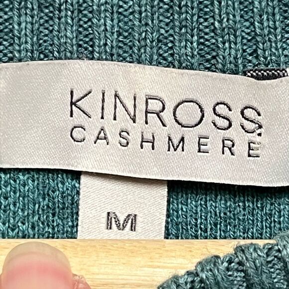 Kinross Cashmere Dip Dyed Blue Rose Print Crew neck Sweater Womens Sz M - Picture 3 of 6